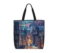 LRHCNZDCP Borsa a tracolla riutilizzabile con stampa di note musicali, borsa a tracolla da donna, leggera, per shopping, viaggi e uso quotidiano, Hong Kong., Taglia unica