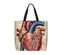 LRHCNZDCP Borsa a tracolla riutilizzabile con stampa di note musicali, borsa a tracolla da donna, leggera, per shopping, viaggi e uso quotidiano, Grafico Cuore Anatomia Umana, Taglia unica