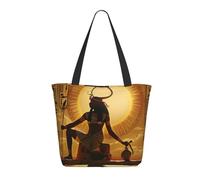 LRHCNZDCP Borsa per la spesa stampata con bicchiere di vino al tramonto Borsa a tracolla grande borsa leggera da donna borse per laptop per lavoro, viaggi, shopping, Sole Vecchia grazia egiziana senza