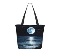 LRHCNZDCP Borsa per la spesa stampata con biscotti di pan di zenzero borsa a tracolla grande borsa leggera da donna borse per laptop per lavoro, viaggi, shopping, Luna piena in notte, Taglia unica