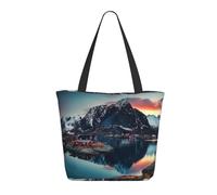 LRHCNZDCP Borsa per la spesa stampata con farfalla viola, borsa a tracolla grande, leggera, da donna, per lavoro, viaggi, shopping, Isole Norvegia, Taglia unica