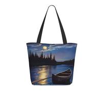 LRHCNZDCP Borsa per la spesa stampata con farfalla viola, borsa a tracolla grande, leggera, da donna, per lavoro, viaggi, shopping, Canoa al chiaro di luna Allagash fiume, Taglia unica