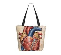 LRHCNZDCP Borsa per la spesa stampata con note musicali, grande, leggera, da donna, per lavoro, viaggi, shopping, Grafico Cuore Anatomia Umana, Taglia unica