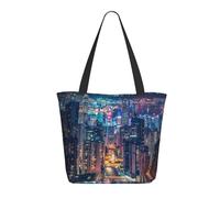 LRHCNZDCP Borsa per la spesa stampata con note musicali, grande, leggera, da donna, per lavoro, viaggi, shopping, Hong Kong., Taglia unica
