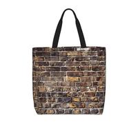 LRHCNZDCP Borsa shopper riutilizzabile con stampa a medaglione, da donna, impermeabile, leggera, per shopping, viaggi e uso quotidiano, Sfondo industriale della parete del mattone, Taglia unica