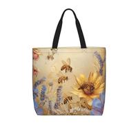 LRHCNZDCP Borsa shopper riutilizzabile con stampa glitter oro rosa per donna borsa a tracolla impermeabile leggera borsa della spesa per shopping, viaggi e uso quotidiano regalo, Api Miele Rurale