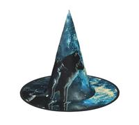 LRHCNZDCP Cappello da strega con stampa di lupi per Halloween, per donne e uomini, feste festive, cosplay, accessori per Halloween, 3 pezzi