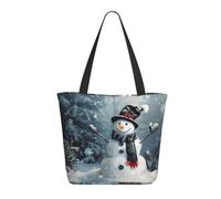 LRHCNZDCP Christmas Happy Snowman 1 Borsa per la spesa stampata Tote Bag Grande Borsa a tracolla leggera Borsa da donna Borse per laptop per lavoro, viaggi, shopping, Natale Pupazzo di neve felice 1