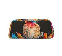 LRHCNZDCP Colorful Bird 1 Astuccio in pelle con stampa a forma di uccello, astuccio per penne e matite con cerniera dorata, per adolescenti, ragazze, ragazzi, uomini e donne, Argento, One Size, Zaino