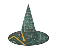 LRHCNZDCP Formule Forme Teoria Lezione di Matematica Parola Stampato Halloween Cappello da Strega per Donne Uomini Feste Festive, Cosplay Accessori di Halloween, 1 PC