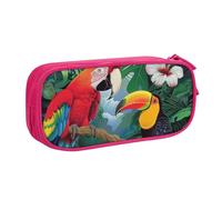 LRHCNZDCP Simpatico astuccio per matite, ara e tucano appollaiato di foreste pluviali tropicali, astuccio per matite e matite, astuccio per trucchi per scuola e ufficio, nero, rosa, Taglia unica