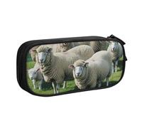 LRHCNZDCP Simpatico astuccio per matite, astuccio con stampa di pecore e agnelli, astuccio per matite e trucchi, per scuola e ufficio, nero, Nero , Taglia unica, Zaino per la scuola