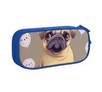 LRHCNZDCP Simpatico astuccio per matite, astuccio per matite e trucchi con stampa di un cucciolo di carlino, per scuola, ufficio, nero, Blu, Taglia unica, Zaino per la scuola