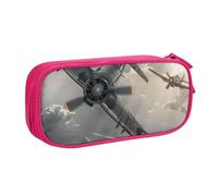 LRHCNZDCP Simpatico astuccio per matite, astuccio per matite e trucchi, motivo: aeroplano della Seconda Guerra Mondiale, per scuola, ufficio, nero, rosa, Taglia unica, Zaino per la scuola