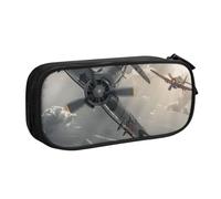 LRHCNZDCP Simpatico astuccio per matite, astuccio per matite e trucchi, motivo: aeroplano della Seconda Guerra Mondiale, per scuola, ufficio, nero, Nero , Taglia unica, Zaino per la scuola