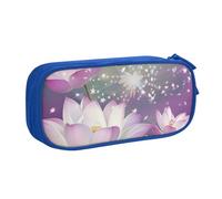 LRHCNZDCP Simpatico astuccio per matite, matite e trucchi con stampa di fiori di loto asiatici, per scuola, ufficio, nero, Blu, Taglia unica, Zaino per la scuola