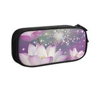 LRHCNZDCP Simpatico astuccio per matite, matite e trucchi con stampa di fiori di loto asiatici, per scuola, ufficio, nero, Nero , Taglia unica, Zaino per la scuola