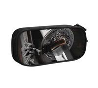 LRHCNZDCP Simpatico astuccio per matite, matite e trucchi con stampa di spada samurai giapponese, astuccio per matite e trucchi, per scuola e ufficio, nero, Nero , Taglia unica, Zaino per la scuola