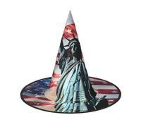 LRHCNZDCP Statua della Libertà Bandiera Stampato Halloween Cappello da Strega per Donne Uomini Feste Feste Cosplay Accessori di Halloween, 3 Pezzi