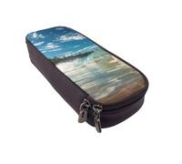 LRHCNZDCP Sunny Wave - Astuccio in pelle con stampa a tema spiaggia, per scuola, ufficio, università, per adulti, ragazzi e ragazze