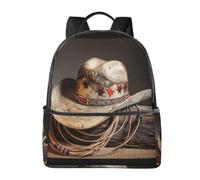 LRHCNZDCP Zaino da spiaggia con palme e barche stampate, per scuola, libri, computer portatile, elegante, leggero, zaino da viaggio per bambini, ragazzi e ragazze, Cappello americano West Rodeo, One