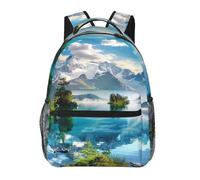 LRHCNZDCP Zaino da viaggio per scuola o da viaggio per studenti, zaino multiuso casual, Montagna Vista Lago Soleggiato Giorno Natura, Taglia unica