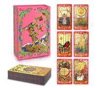 lrjrizzo Carte dei tarocchi per principianti Tarocchi rossi con guida in lamina d'oro con significati su di loro 78 Classic Origina Rider Waite Taro Deck Gioco di predizione della fortuna (rosso)