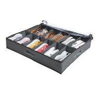 Lrocotanc Organizzatore Scarpe Sottoletto con Coperchio Trasparente - Porta Scarpe resistente - Contenitore per scarpe con 12 scomparti (Grigio)