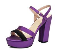 Lroey Reoly Sandali Donna Tacco Alto a Blocco Con Plateau Punta Rotonda Vestito Sandali Ls1367 Viola Numero 46 Eu
