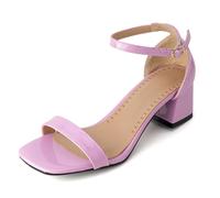 Lroey Reoly Sandali Donna Tacco Medio a Blocco Square Toe Vestito Sandali Ls1196 Light-Viola Numero 46 Eu