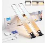 LROLTEF Luce LED Sottopensile Cucina 20CM 1100mAh 3 Temperature Colore Ricaricabile USB luce armadio LED Con Sensore di Movimento per Luci Lampada Dimmerabile per Cucina Scale Soggiorno 2P Nero