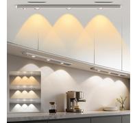 LROLTEF Luce LED Sottopensile Cucina 40CM 2200mAh 3 Temperature Colore Ricaricabile USB luce armadio LED Con Sensore di Movimento per Luci Lampada Dimmerabile Luce Ambientale Occhio di Gatto|2 Pezzi
