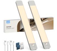 LROLTEF Luce LED Sottopensile Cucina 40CM 2200mAh 4000K Luci con Sensore di Spostamento Manuale & Sensore di Movimento - Armadio Lampada Dimmerabile per Cucina Scale Soggiorno Camere da Letto 2 Pezzi
