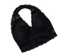 LRSSMB Reggiseni Sexy Con Scollo All'americana In Pizzo For Le Donne Canotte Da Sposa Canotta Bralette Lingerie Senza Fili Reggiseno Push Up For Yoga(Black,M)