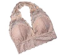 LRSSMB Reggiseni Sexy Con Scollo All'americana In Pizzo For Le Donne Canotte Da Sposa Canotta Bralette Lingerie Senza Fili Reggiseno Push Up For Yoga(Skin,L)