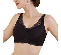 LRSSMB Reggiseno For Mastectomia Post-operatorio For Donna Reggiseno For Tutti I Giorni Con Cerniera Frontale In Pizzo Con Tasca In Cotone Bralette Con Imbottitura Rimovibile Senza Fili(Black,L)