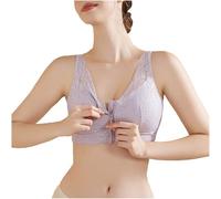 LRSSMB Reggiseno For Mastectomia Post-operatorio For Donna Reggiseno For Tutti I Giorni Con Cerniera Frontale In Pizzo Con Tasca In Cotone Bralette Con Imbottitura Rimovibile Senza Fili(Purple,L)