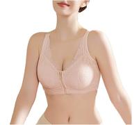 LRSSMB Reggiseno For Mastectomia Post-operatorio For Donna Reggiseno For Tutti I Giorni Con Cerniera Frontale In Pizzo Con Tasca In Cotone Bralette Con Imbottitura Rimovibile Senza Fili(Skin,XXL)