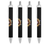Lrtyuasq 4 luglio Girasole Leopard Penna a sfera personalizzata penna a sfera per uomo donna penne retrattili 0,5 mm blu divertente stampato