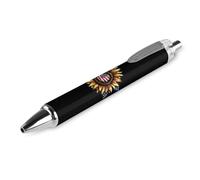 Lrtyuasq 4 luglio Girasole Leopard Penna a sfera personalizzata penna a sfera per uomo donna penne retrattili 0,5 mm blu divertente stampato