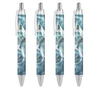 Lrtyuasq Acchiappasogni, divertente penna a sfera retrattile con lupo bianco da 0,5 mm, penne da lavoro, idea regalo per ufficiale, unisex