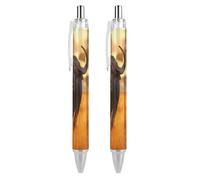 Lrtyuasq African Buffalo Sunset penna a sfera retrattile inchiostro nero punta a sfera 0,5 mm scrittura liscia note prendere appunti accessori per ufficio
