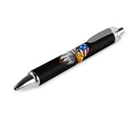 Lrtyuasq American Bald Eagle - Penna a sfera retrattile con bandiera USA portatile, inchiostro blu, penna da lavoro per casa e ufficio