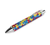 Lrtyuasq Autismo Puzzle Modello Penna A Sfera Retrattile Inchiostro Nero Punta A Sfera 0.5mm Scrittura Liscia Note Prendere Accessori Per Ufficio
