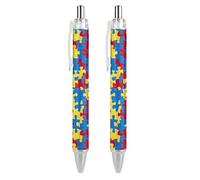 Lrtyuasq Autismo Puzzle Modello Penna A Sfera Retrattile Inchiostro Nero Punta A Sfera 0.5mm Scrittura Liscia Note Prendere Accessori Per Ufficio