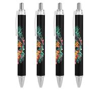 Lrtyuasq Black Crow Ananas Occhiali Penna a sfera Personalizzata Penna a sfera per Uomo Donna Penne retrattili 0.5mm Blu Divertente Stampato