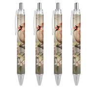 Lrtyuasq Cardinal-Birds On Mandorle Branch - Penna a sfera retrattile da 0,5 mm, ideale come regalo per ufficiale, unisex