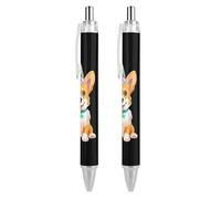 Lrtyuasq Corgi, penna a sfera a sfera per uomo e donna, retrattile, 0,5 mm, con stampa divertente, stile