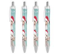 Lrtyuasq Cute Dogs Merry Christmas - Penna a sfera retrattile da 0,5 mm, inchiostro nero per diario