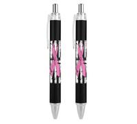Lrtyuasq Fight Breast Cancer Awareness - Penna a sfera retrattile con bandiera USA, penna a sfera da 0,5 mm, idea regalo per ufficiale, unisex